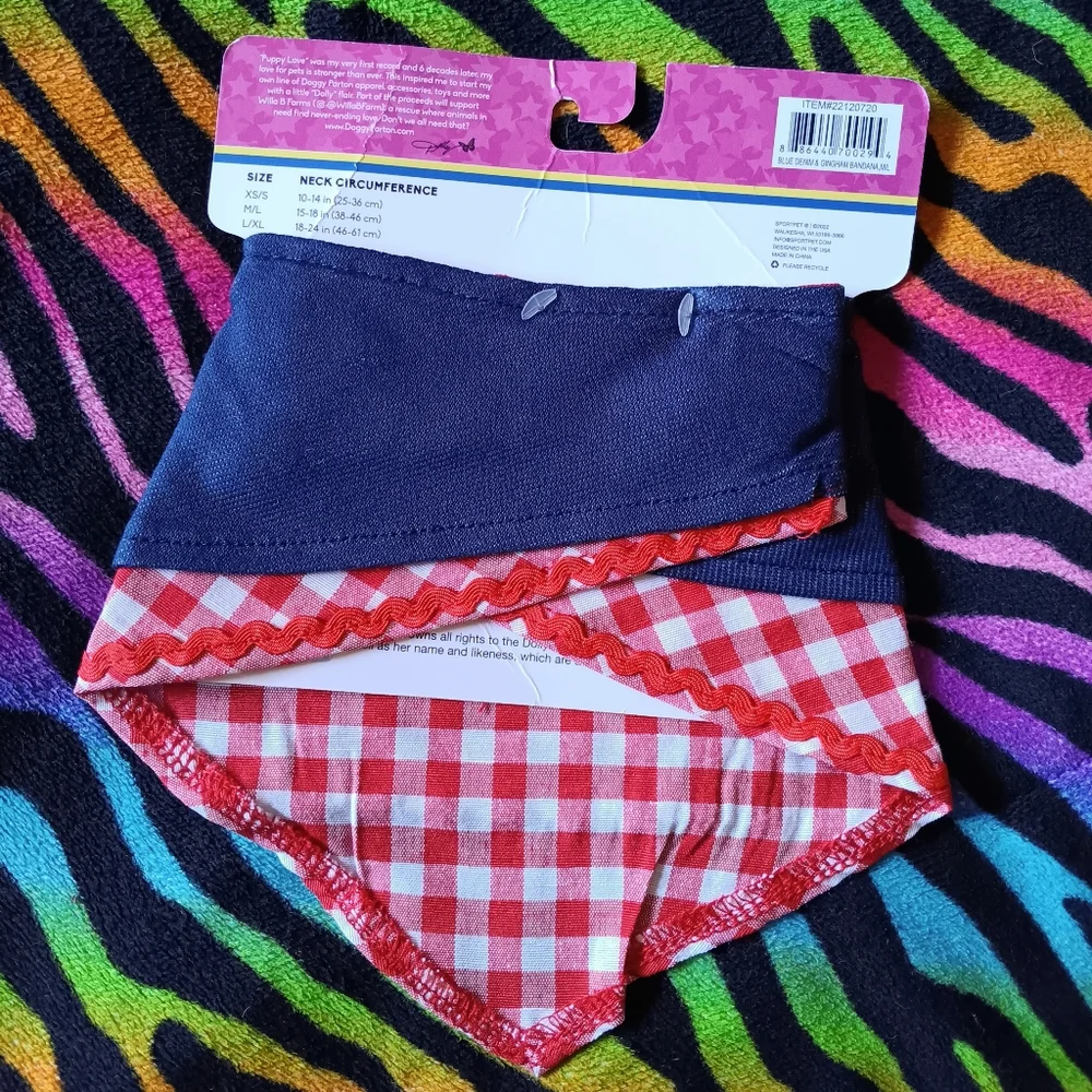 💙❤️ Doggy Parton Dog Bandana Pet Medium Large Dolly Western Denim - Picture 5 of 12